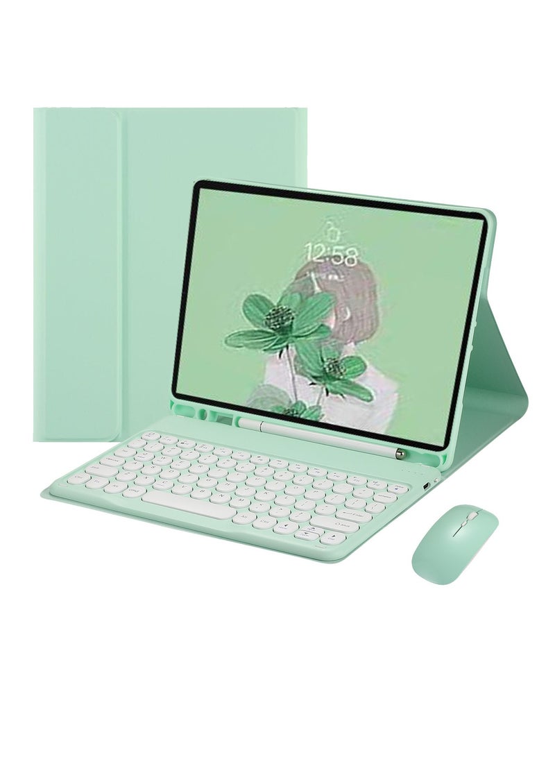 Bilingual keyboard case with mouse for iPad 9.7 inch (2017/2018)/air2, touchpad keyboard case retro round keys with mouse cute colorful keyboard with built-in touchpad.